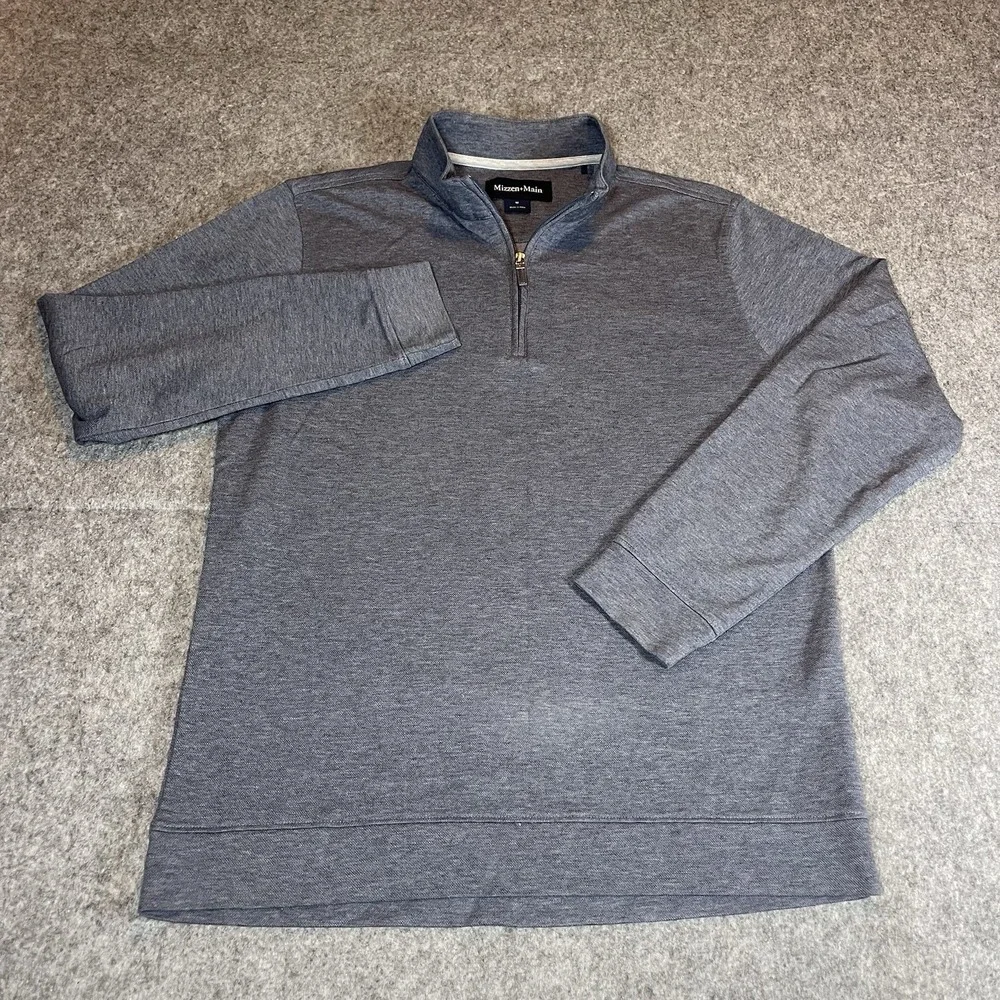 Mizzen+Main Crandall 1/4 Zip Men's Medium Heathered Blue Performance Stretch